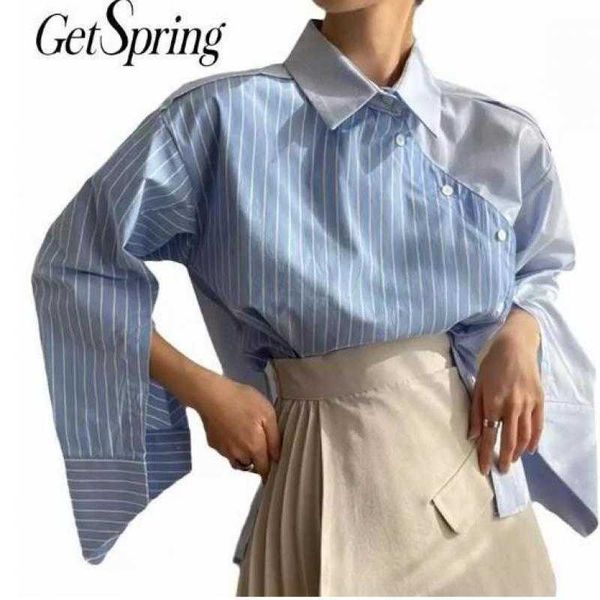getspring women blouse irregular shirts stripe patchwork oblique single breasted ladies loose casual vintage 210601, White
getspring women blouse irregular shirts stripe patchwork oblique single breasted ladies loose casual vintage 210601, White