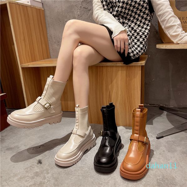 boots woman autumn platform mid-calf boots harajuku shoes chunky punk-style rubber chelsea leather, Black
boots woman autumn platform mid-calf boots harajuku shoes chunky punk-style rubber chelsea leather, Black