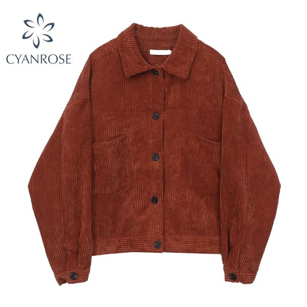 3 colors corduroy crop jacket and coat women spring long sleeve single breasted lapel stylish chic loose korean outerwear 210430, Black;brown
3 colors corduroy crop jacket and coat women spring long sleeve single breasted lapel stylish chic loose korean outerwear 210430, Black;brown