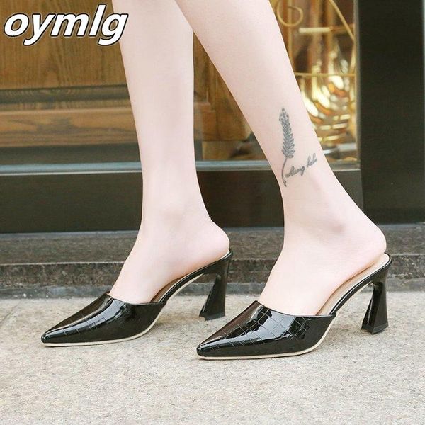 patent leather word sandals female summer korean version wild pointed horseshoe heel thick slippers women high heels, Black
patent leather word sandals female summer korean version wild pointed horseshoe heel thick slippers women high heels, Black