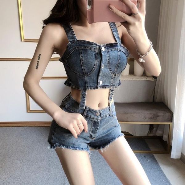 women's tracksuits product amolapha women summer single breasted strap vest+low waist irregular denim 2pcs sets tank+short jeans suit s, Gray
women's tracksuits product amolapha women summer single breasted strap vest+low waist irregular denim 2pcs sets tank+short jeans suit s, Gray