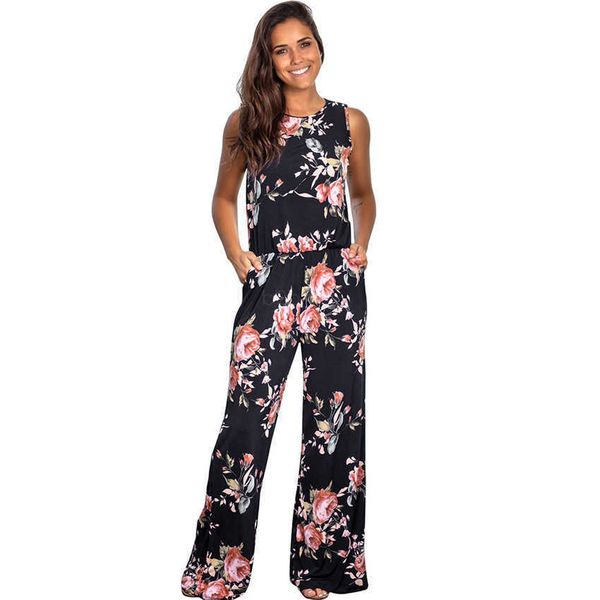 women wide leg floral jumpsuit tank romper pockets overlenth women clothes soft fashion elastic waistband playsuit ljja2588, Black;white
women wide leg floral jumpsuit tank romper pockets overlenth women clothes soft fashion elastic waistband playsuit ljja2588, Black;white