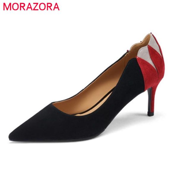 dress shoes morazora 2021 arrive pumps women suede leather mixed colors pointed toe single thin heels party lady, Black
dress shoes morazora 2021 arrive pumps women suede leather mixed colors pointed toe single thin heels party lady, Black