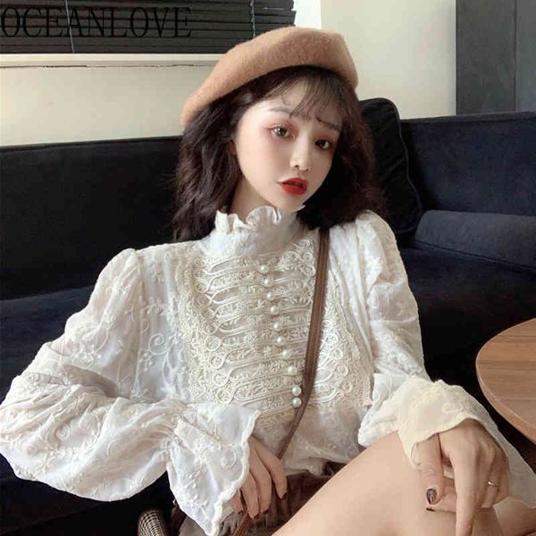lace blusas mujer solid stand collar spring vintage shirts flare sleeve autumn korean style women blouses 19399 210415, White
lace blusas mujer solid stand collar spring vintage shirts flare sleeve autumn korean style women blouses 19399 210415, White