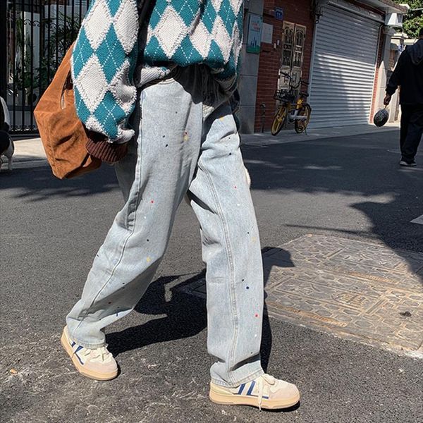 high waist jeans trend women capri streetwear straight long splash ink harajuku y2k fashion girl student denim trouser, Black;white
high waist jeans trend women capri streetwear straight long splash ink harajuku y2k fashion girl student denim trouser, Black;white