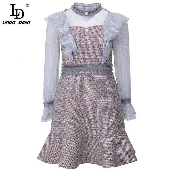 designer summer high grade tweed short dress lady fashion runway vintage lace patchwork long sleeve mermaid 210522, Black;gray
designer summer high grade tweed short dress lady fashion runway vintage lace patchwork long sleeve mermaid 210522, Black;gray