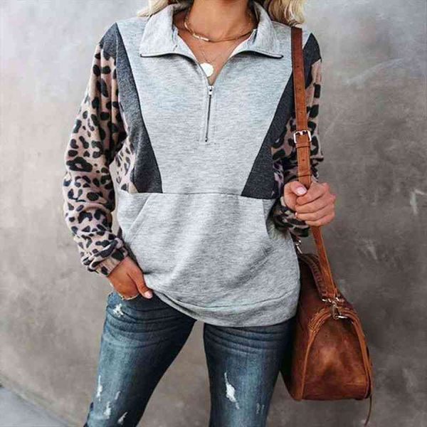 autumn turn-down collar long sleeve pocket loose zip pullover sweatshirts womens leopard print patchwork sweatshirts, Black
autumn turn-down collar long sleeve pocket loose zip pullover sweatshirts womens leopard print patchwork sweatshirts, Black