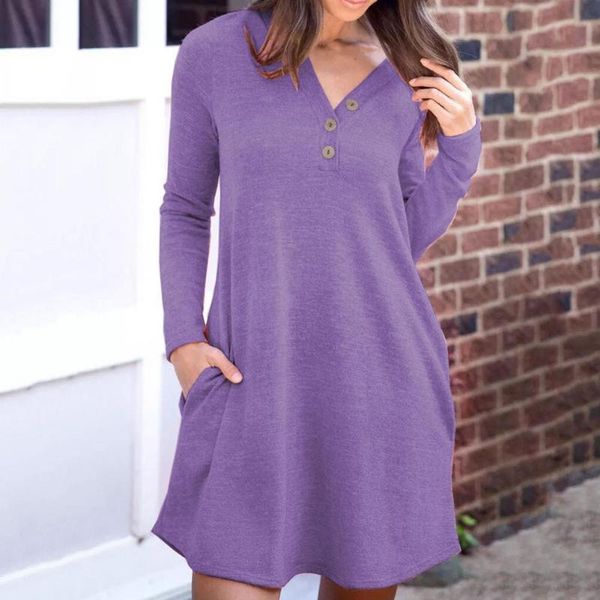 casual dresses women's dress v-neck solid color long sleeve mini buttons side pockets female streetwear plus size, Black;gray
casual dresses women's dress v-neck solid color long sleeve mini buttons side pockets female streetwear plus size, Black;gray