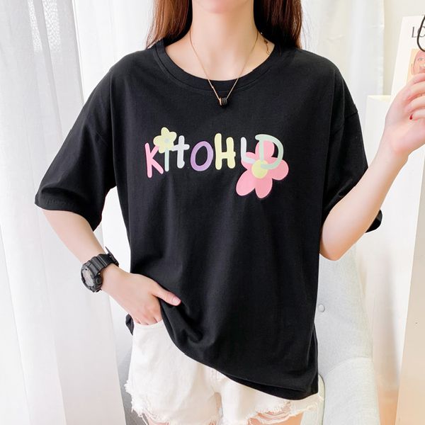 short-sleeved t-shirt women 2022 new loose large size printed round neck women's clothing, White
short-sleeved t-shirt women 2022 new loose large size printed round neck women's clothing, White