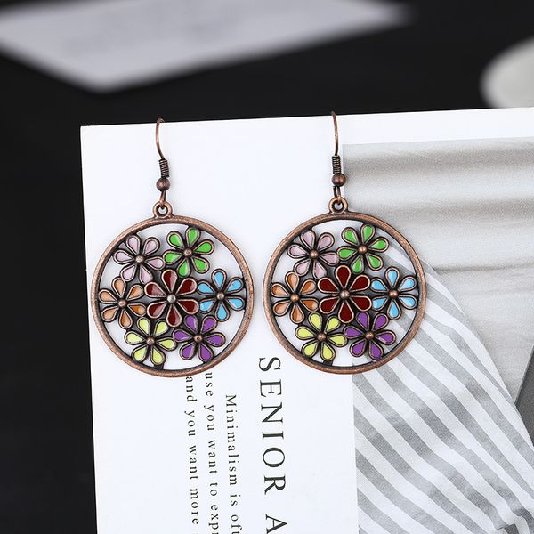 new round hollow alloy accessories creative flower earrings for women, Silver
new round hollow alloy accessories creative flower earrings for women, Silver