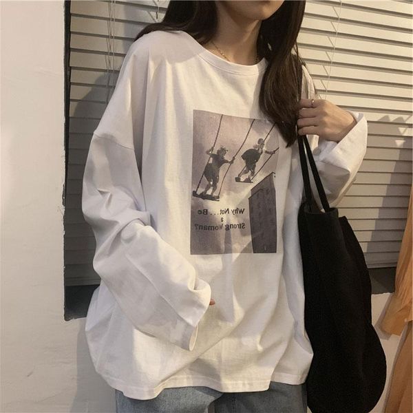 women's t-shirt womens ulzzang ins girls all-match casual retro long sleeve t-shirts women spring o-neck printed korean hip hop street, White
women's t-shirt womens ulzzang ins girls all-match casual retro long sleeve t-shirts women spring o-neck printed korean hip hop street, White