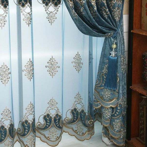 curtain & drapes luxury curtains tulle for living room european blue chenille embroidery velvet bedroom decorate panel window
curtain & drapes luxury curtains tulle for living room european blue chenille embroidery velvet bedroom decorate panel window
