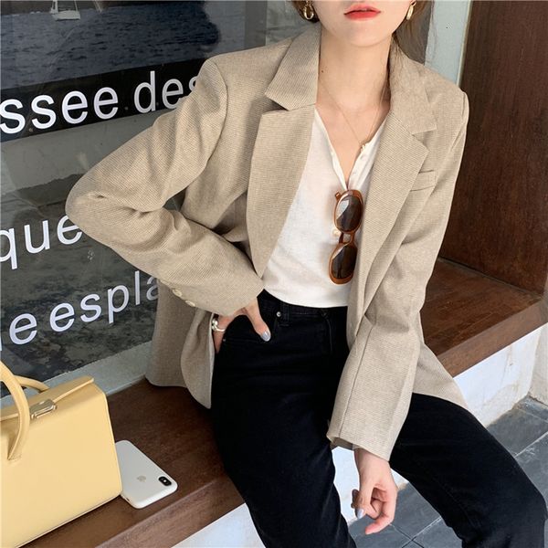 suit female elegant solid blazer single breasted autumn fashion versatile soft plaid casual loose suit coat, White;black
suit female elegant solid blazer single breasted autumn fashion versatile soft plaid casual loose suit coat, White;black