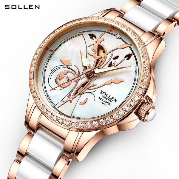 wristwatches switzerland sollen automatic mechanical women's watches waterproof diamond space ceramic band skeleton clocks sl41, Slivery;brown
wristwatches switzerland sollen automatic mechanical women's watches waterproof diamond space ceramic band skeleton clocks sl41, Slivery;brown