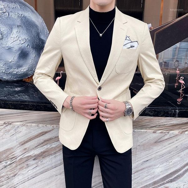 men's suits & blazers british style solid color business casual suit, trendy single-breasted suit double button notched lapel blazer, White;black
men's suits & blazers british style solid color business casual suit, trendy single-breasted suit double button notched lapel blazer, White;black