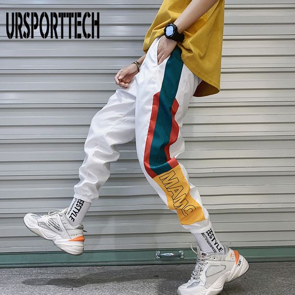 Hip hop , men's tights, fashion tailoring, leisure, elastic belt, running, Black