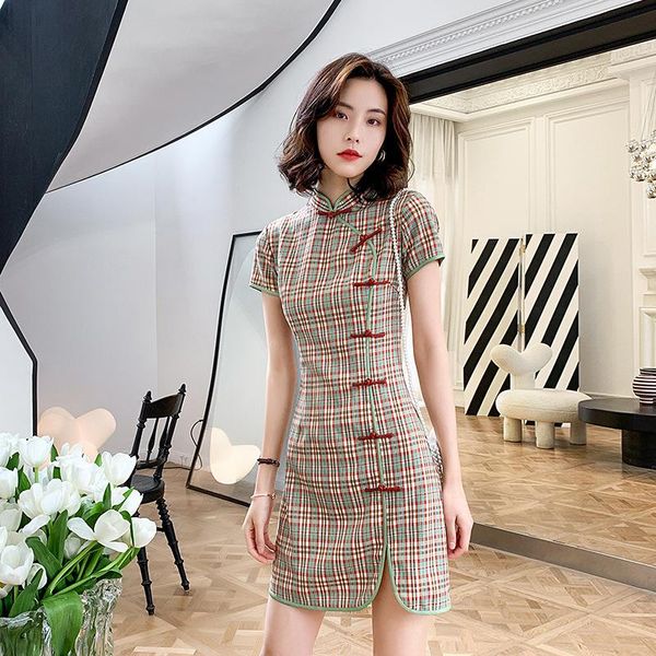 ethnic clothing mandarin collar plaid chinese dresses cotton qipao daily dress oriental style cheongsam modern evening vestidos, Red
ethnic clothing mandarin collar plaid chinese dresses cotton qipao daily dress oriental style cheongsam modern evening vestidos, Red