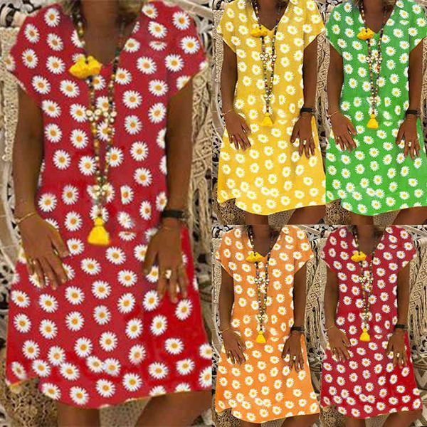 charming dresses 2021 women's v-ne daisy print short sleeve skirt, Black;gray
charming dresses 2021 women's v-ne daisy print short sleeve skirt, Black;gray