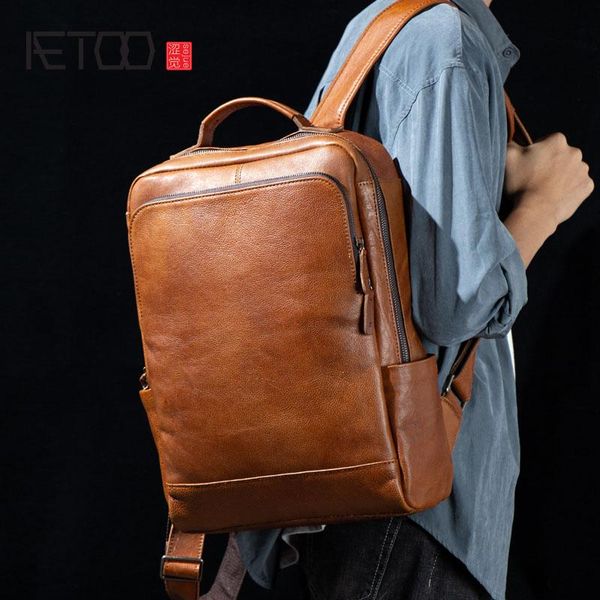 backpack aetoo handmade vegetable tanned leather backpack, retro first layer computer bag, casual men's travel bag
backpack aetoo handmade vegetable tanned leather backpack, retro first layer computer bag, casual men's travel bag