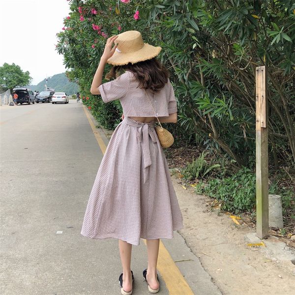 casual dresses women summer long plaid backless dress a-line bow tie vestidos with belt bodycon robe femme back button sukien, Black;gray
casual dresses women summer long plaid backless dress a-line bow tie vestidos with belt bodycon robe femme back button sukien, Black;gray