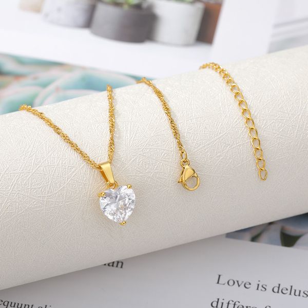 stainless steel zircon heart pendant necklace lover clavicle choker gold chain valentine woman jewelry gift, Silver
stainless steel zircon heart pendant necklace lover clavicle choker gold chain valentine woman jewelry gift, Silver