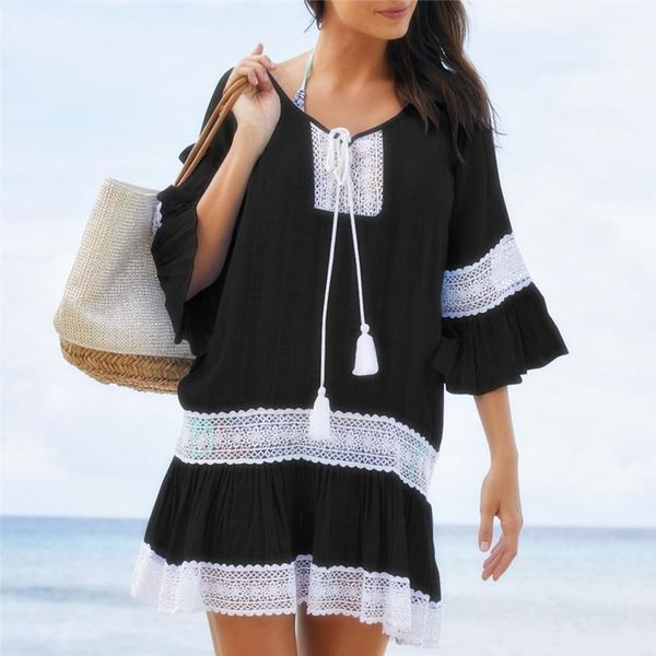 women's swimwear beach cover-up for women crochet tassel cover up black white bikini ups tunics saida de praia swim suit dress 2021, White;black
women's swimwear beach cover-up for women crochet tassel cover up black white bikini ups tunics saida de praia swim suit dress 2021, White;black
