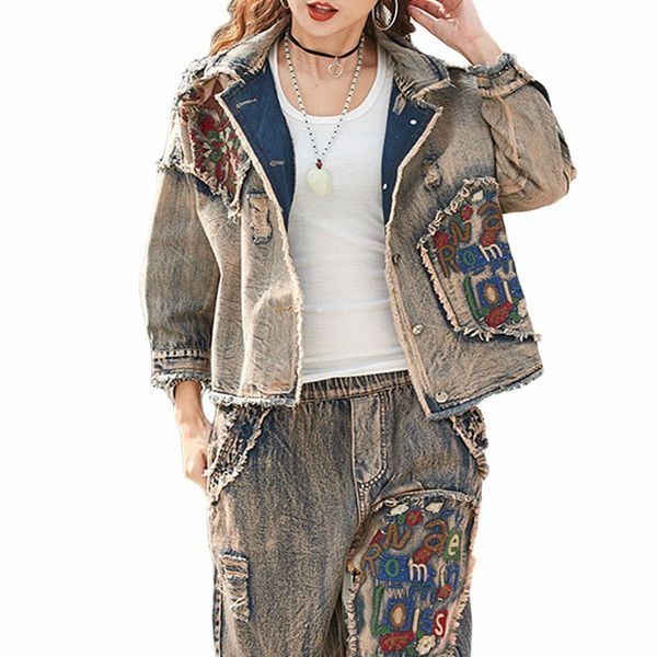 women's tracksuits jaqueta jeans feminina casual, calças femininas casuais, conjunto de duas peças, agasalho primavera, roupa floral, f, Gray
women's tracksuits jaqueta jeans feminina casual, calças femininas casuais, conjunto de duas peças, agasalho primavera, roupa floral, f, Gray