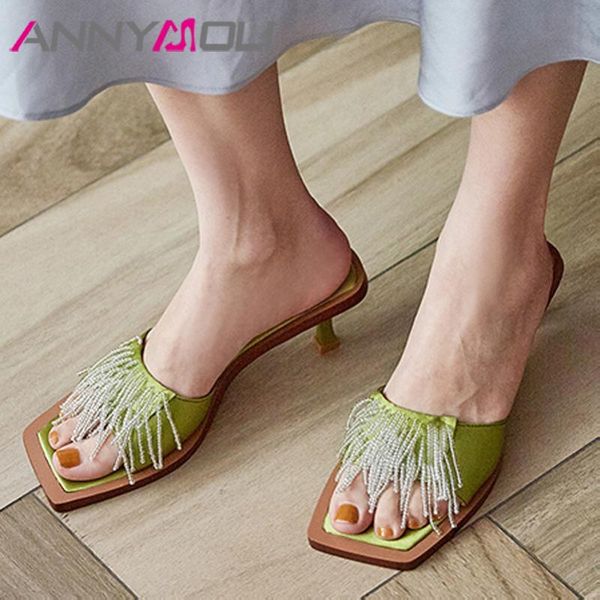 slippers annymoli woman slides square toe high heels fringe stiletto heel string bead shoes female sandals green 33-40, Black
slippers annymoli woman slides square toe high heels fringe stiletto heel string bead shoes female sandals green 33-40, Black