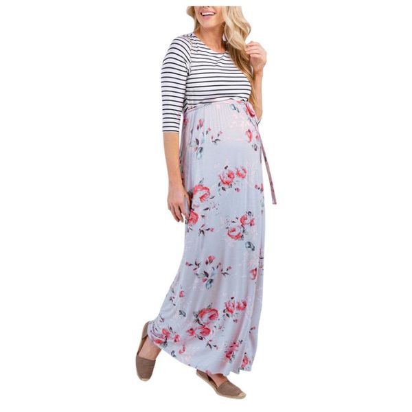 summer women dresses maternity 3/4 sleeve striped floral print vest dress with belt mother ankle-length pregnancy clothes, White
summer women dresses maternity 3/4 sleeve striped floral print vest dress with belt mother ankle-length pregnancy clothes, White