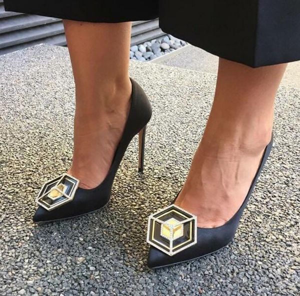 dress shoes super cool metal badge women pointy toe satin pumps slip on ladies elegant high heels fashion wedding, Black
dress shoes super cool metal badge women pointy toe satin pumps slip on ladies elegant high heels fashion wedding, Black
