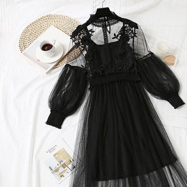 robe femme roupa feminina womens dress fashion flower embroidered lantern sleeve button two piece, Black;gray
robe femme roupa feminina womens dress fashion flower embroidered lantern sleeve button two piece, Black;gray