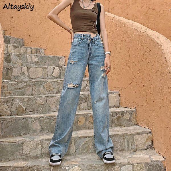 women's jeans women straight denim baggy harajuku vintage trouser streetwear bf high waist lady ripped hole trendy soft boyfriend botto, Blue
women's jeans women straight denim baggy harajuku vintage trouser streetwear bf high waist lady ripped hole trendy soft boyfriend botto, Blue