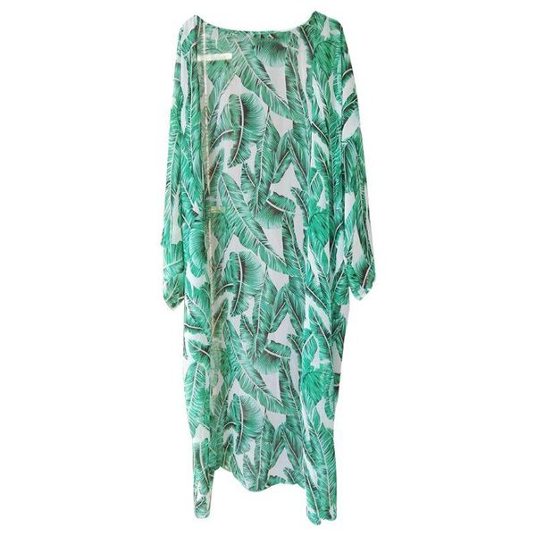 women's swimwear 2021 womens summer chiffon semi-sheer maxi kimono cardigan green tropical banana leaves printed bikini cover up 3/4 op, White;black
women's swimwear 2021 womens summer chiffon semi-sheer maxi kimono cardigan green tropical banana leaves printed bikini cover up 3/4 op, White;black