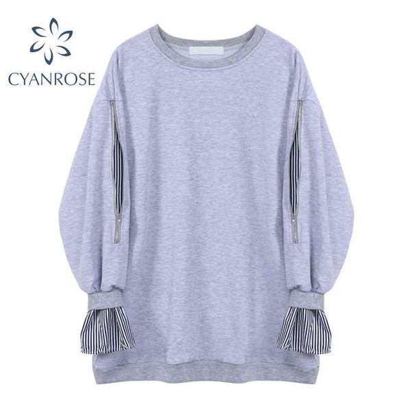 shirt spliced sweatshirt women zipper long sleeve o neck pullover sweatwear female spring new street stylish jumper 210417, White
shirt spliced sweatshirt women zipper long sleeve o neck pullover sweatwear female spring new street stylish jumper 210417, White