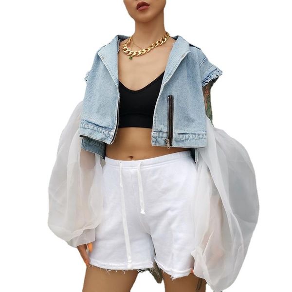 women's jackets denim jacket women 2021 autumn personality chiffon stitching lantern sleeve streetwear short coat female donsignet, Black;brown
women's jackets denim jacket women 2021 autumn personality chiffon stitching lantern sleeve streetwear short coat female donsignet, Black;brown