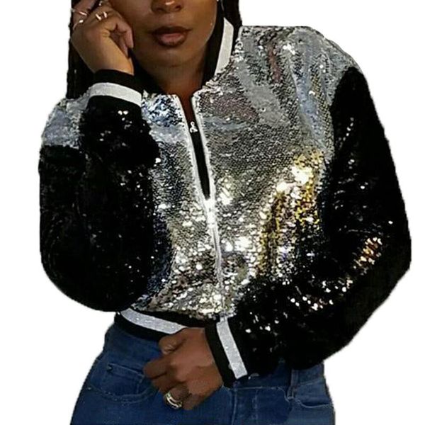 women's jackets lemon gina autumn long sleeve sequins metallic coat zipper cool street club wear spring outwear jacket, Black;brown
women's jackets lemon gina autumn long sleeve sequins metallic coat zipper cool street club wear spring outwear jacket, Black;brown