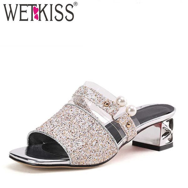 wetkiss sequined slippers women peep toe footwear high heels transparent pvc slides shoes female bling mules shoes woman summer 210630, Black
wetkiss sequined slippers women peep toe footwear high heels transparent pvc slides shoes female bling mules shoes woman summer 210630, Black