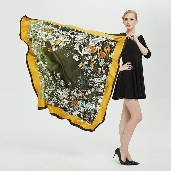 scarves 130*130cm silk flower bird luxurious women foulard square hijab scarf ladies shawl wrap muffler pareo female, Blue;gray
scarves 130*130cm silk flower bird luxurious women foulard square hijab scarf ladies shawl wrap muffler pareo female, Blue;gray
