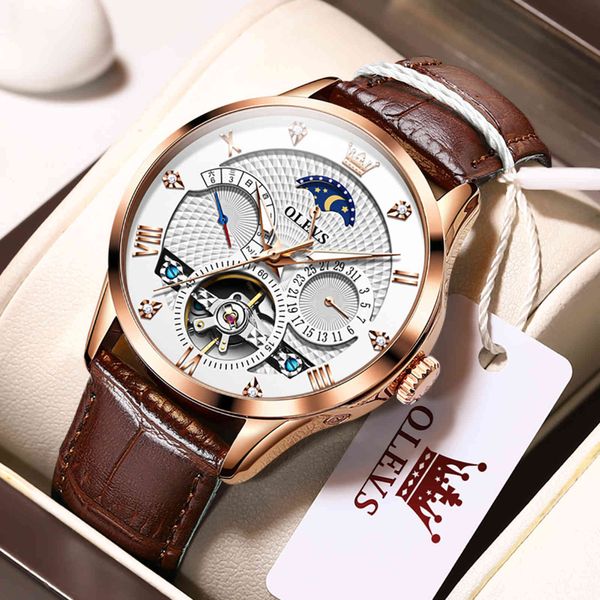olevs automatic mechanical luxury leather tourbillon men date waterproof sports wrist watches relogio masculino, Slivery;brown
olevs automatic mechanical luxury leather tourbillon men date waterproof sports wrist watches relogio masculino, Slivery;brown