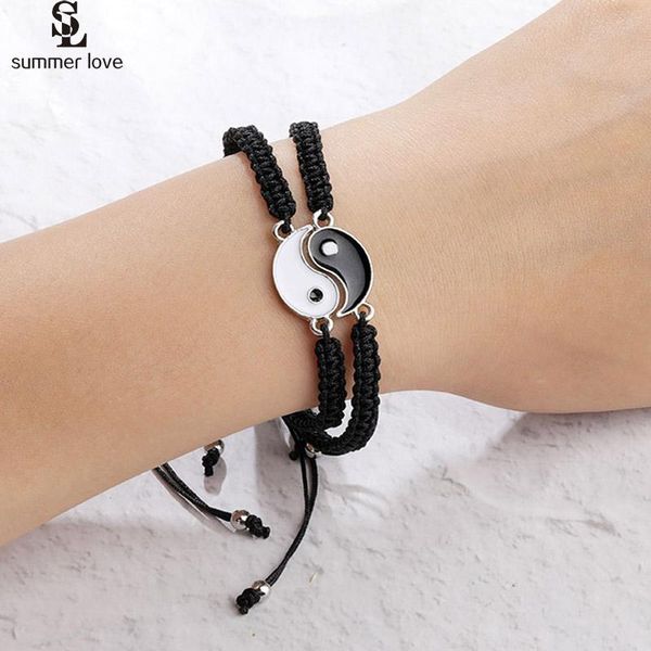 charm bracelets 2pcs/set couple adjustable chinese yin yang tai chi braid black string cord bracelet lover jewelry gift wholesale, Golden;silver
charm bracelets 2pcs/set couple adjustable chinese yin yang tai chi braid black string cord bracelet lover jewelry gift wholesale, Golden;silver