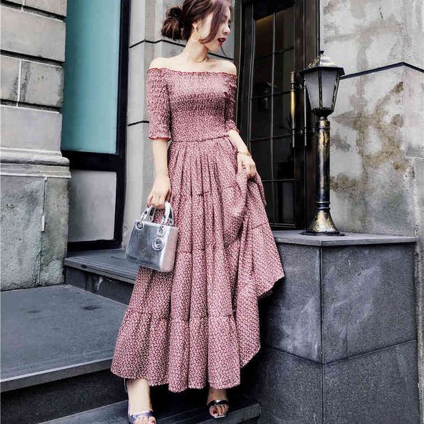 dresses summer new 2021 floral skirt women's straight shoulder fashion waist show thin swing dress long, Black;gray
dresses summer new 2021 floral skirt women's straight shoulder fashion waist show thin swing dress long, Black;gray