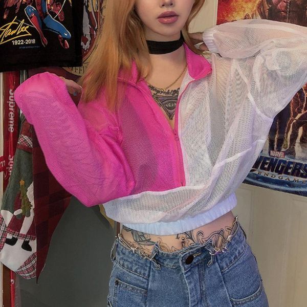 women's jackets 2021 women patchwork mesh see-through turn down collar short coat fashion casual hollow long sleeve club street, Black;brown
women's jackets 2021 women patchwork mesh see-through turn down collar short coat fashion casual hollow long sleeve club street, Black;brown