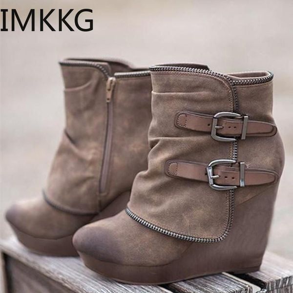 boots 2021 female ankle retro botas mujer women's fashion wedges zip buclke winter warm high heel shoes for girl, Black
boots 2021 female ankle retro botas mujer women's fashion wedges zip buclke winter warm high heel shoes for girl, Black