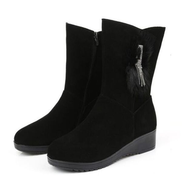 est real hair tassel scrub cowhide leather flat wedges comfort warm snow boots in-tube women pikk, Black
est real hair tassel scrub cowhide leather flat wedges comfort warm snow boots in-tube women pikk, Black