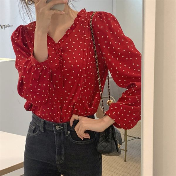 dress chic polka dots vintage gentle large size stylish retro women loose all match elegance female shirts, White
dress chic polka dots vintage gentle large size stylish retro women loose all match elegance female shirts, White