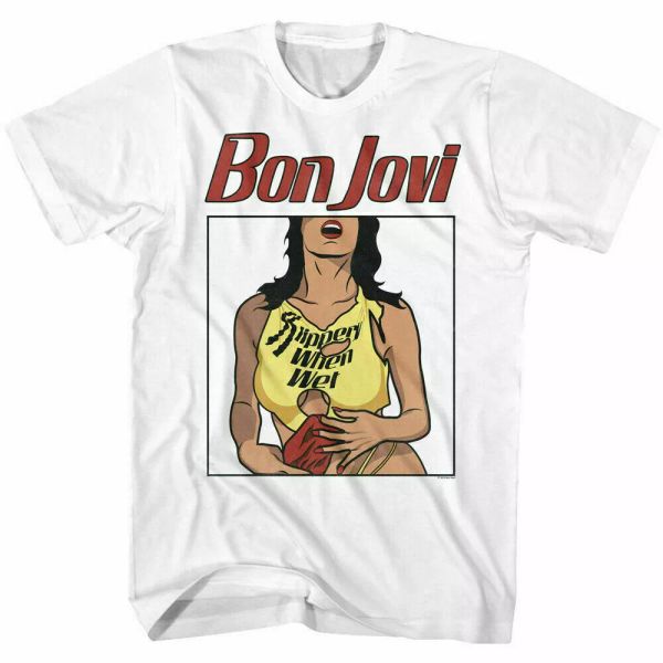 bon jovi slippery when wet t shirt mens licensed rock band tee 80s retro white, White;black
bon jovi slippery when wet t shirt mens licensed rock band tee 80s retro white, White;black