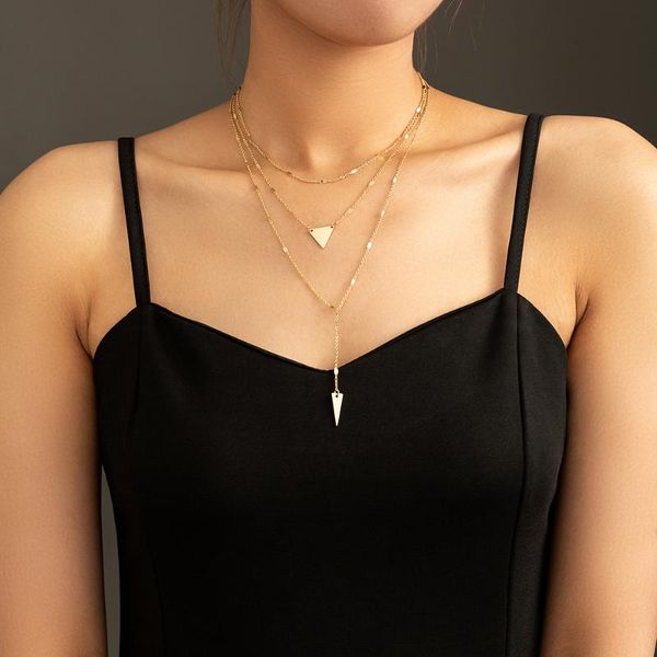 chains ins triangle multilayer pendant necklace for women gold color simple trendy women's female jewelry gift party, Silver
chains ins triangle multilayer pendant necklace for women gold color simple trendy women's female jewelry gift party, Silver