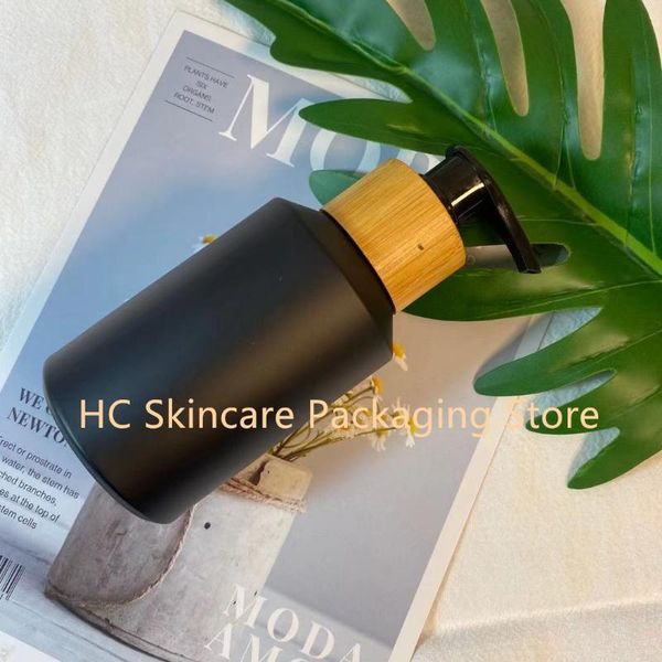 cosmetic frosted black glass with bamboo pump lid bottle skin care lotion container packaging perfume bottles custom logo storage & jars
cosmetic frosted black glass with bamboo pump lid bottle skin care lotion container packaging perfume bottles custom logo storage & jars