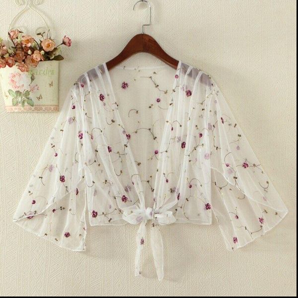 breathable embroidered tulle cardigan women shirt summer thin coat loose lace long shirts, White
breathable embroidered tulle cardigan women shirt summer thin coat loose lace long shirts, White