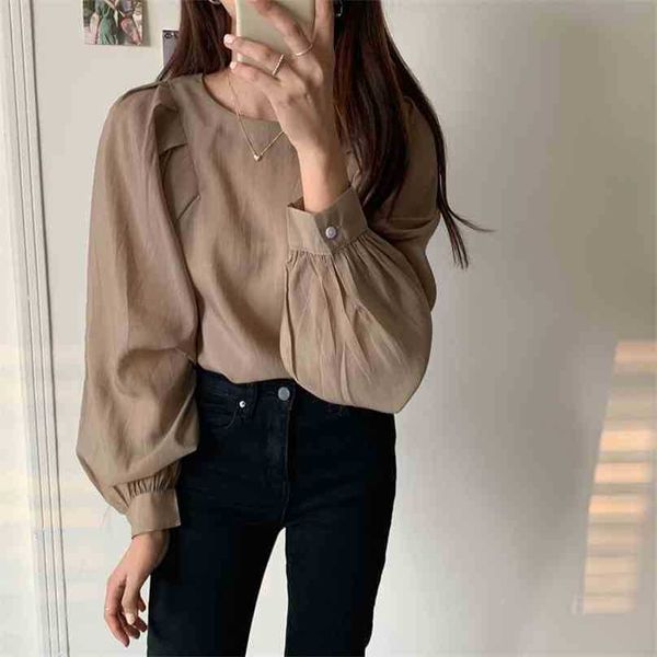 autumn blouse sweet office ladies o-neck puff sleeve full-sleeved simple loose solid shirts 210525, White
autumn blouse sweet office ladies o-neck puff sleeve full-sleeved simple loose solid shirts 210525, White
